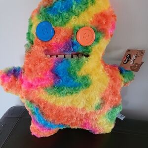 Colorful Plush Monster with Button Eyes